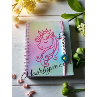 Rainbow notebook with beads
