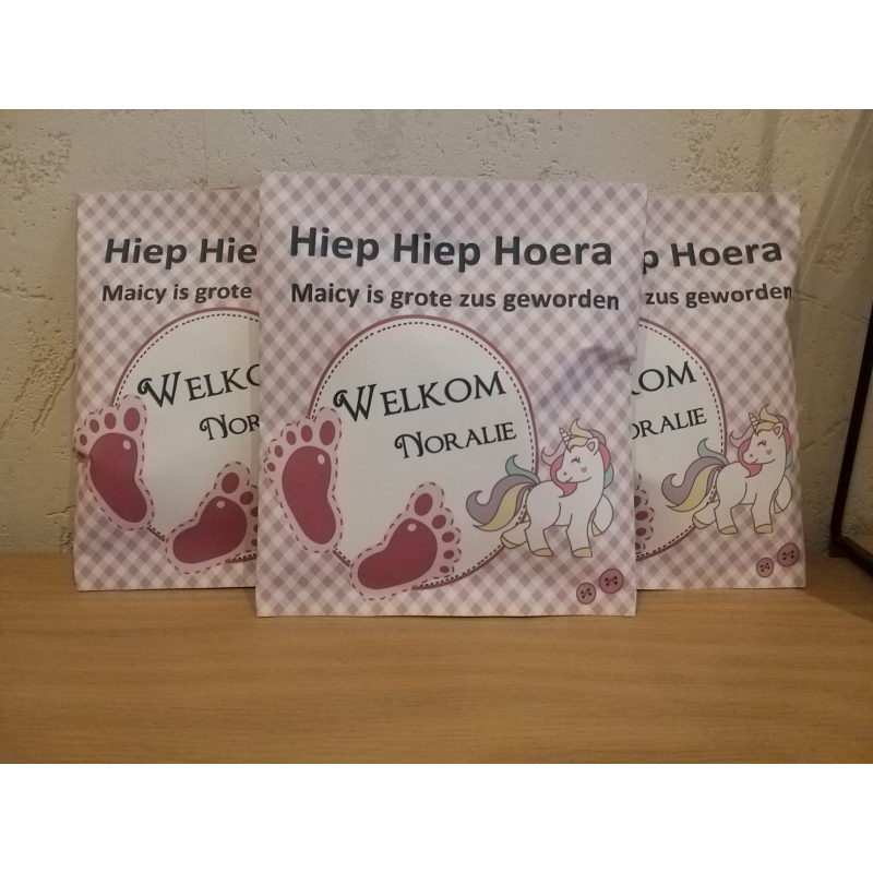 Gepersonaliseerd zakje nic nac / letterkoekjes