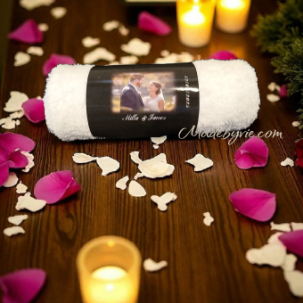 Guest towel with personalized cover