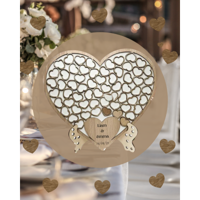 Houten hartjes gastenboek