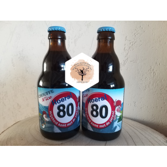 Bierflesje La Chouffe met gepersonaliseerd etiket