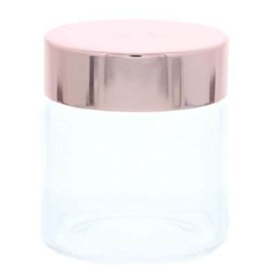 Glazen potje met rosé goud deksel Glazen potje met rosé goud deksel