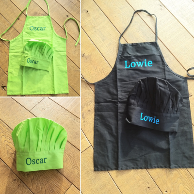 Gepersonaliseerde kinderschort + muts Gepersonaliseerde kinderschort + muts