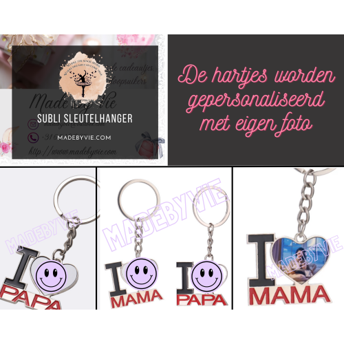 Subli - sleutelhanger 'I love mama/papa'